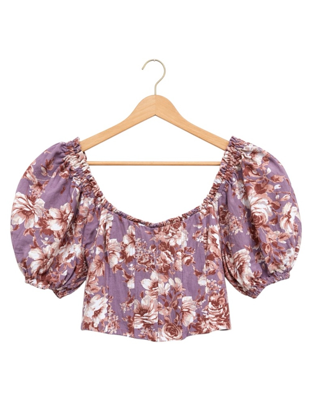 Womens Floral Cottage Peasant Corset Top Size XS Puff Sleeve‎ Fairycore Coquette